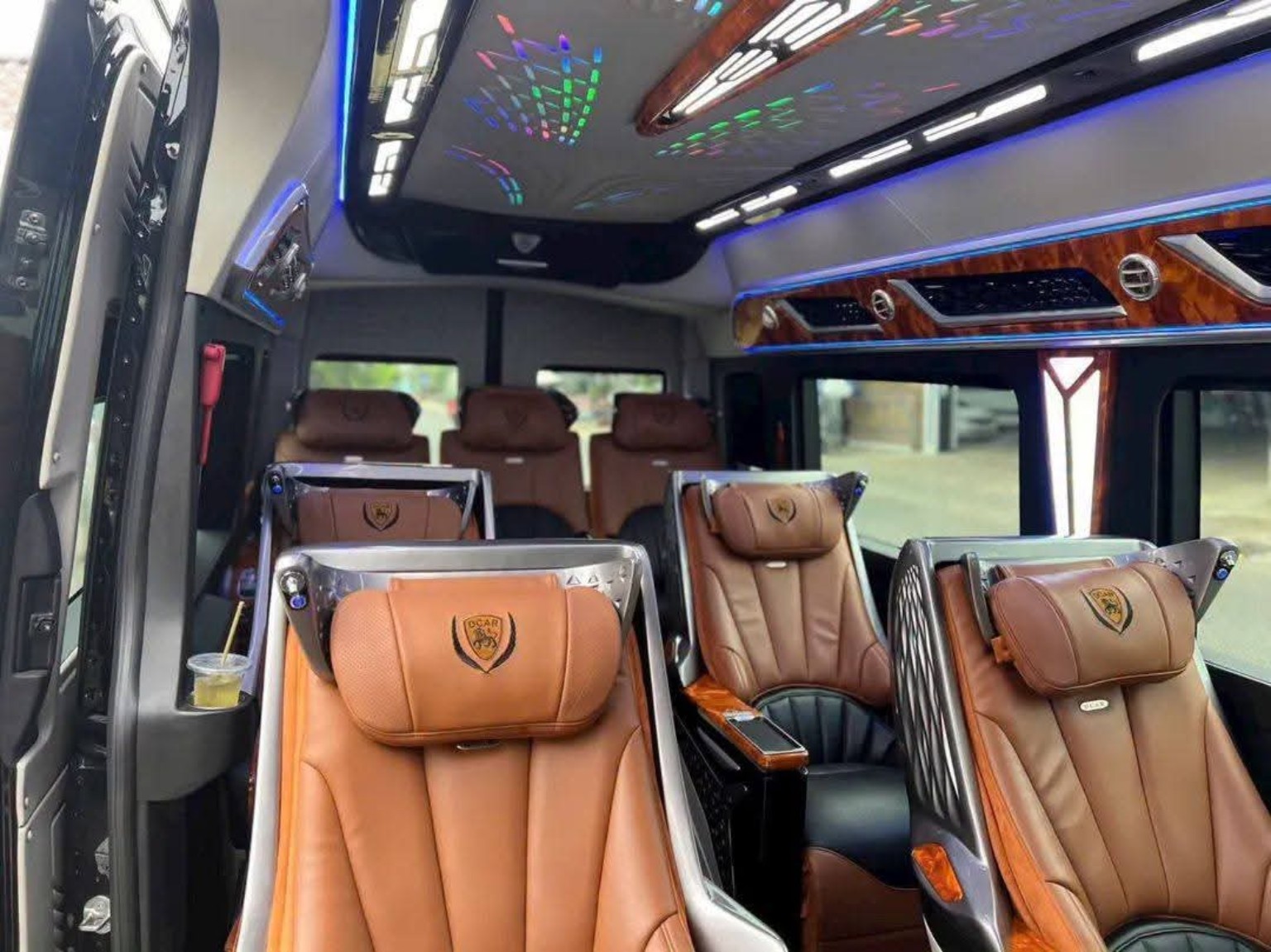 VIP limousine interior with leather seats